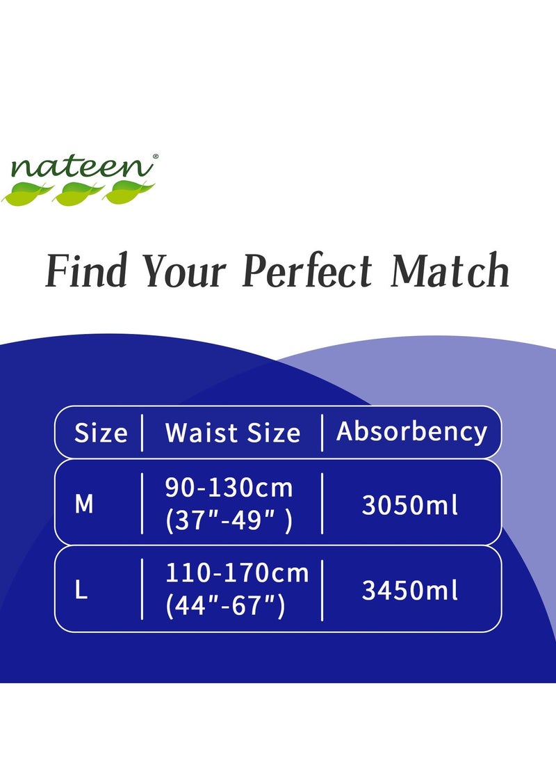 nateen حفاضات Flexi Maxi للبالغين، سراويل، حفاضات سحب ليلية لسلس البول، متوسطة الحجم، مقاس الخصر 90-110 سم، 80 قطعة من حفاضات السحب للبالغين، راحة فائقة، مزيج ممتاز من الحماية. (80 قطعة) - Image 5